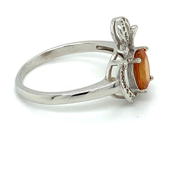 Hessonite 1.12ct Platinum Finish Solid Silver Ring - Picture 3 of 7